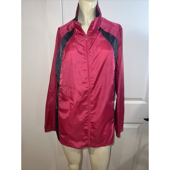 The Paragon Hot Pink w/ Gray Rain Coat Full Zip Jacket Athletic Medium - Picture 1 of 4